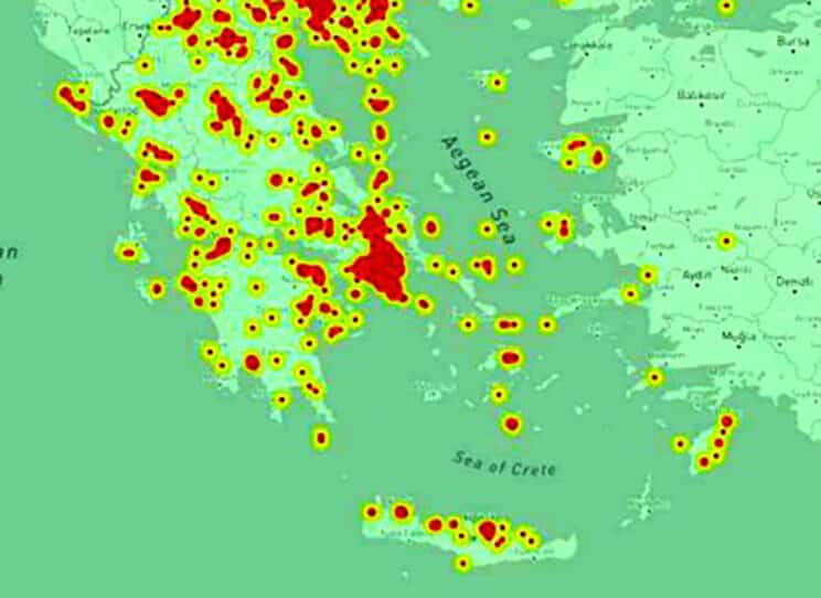 Σοκ από την χαρτογράφηση των κρουσμάτων κορωνοϊού σε όλη την Ελλάδα