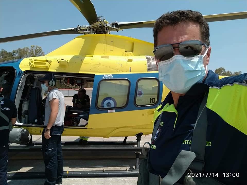 Το νέο ελικόπτερο του ΕΚΑΒ, χθες, στη Νάξο